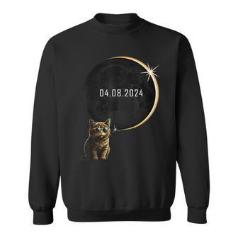 Cat Total Solar Eclipse 2024 Totality Cat Glasses Sweatshirt - Monsterry DE