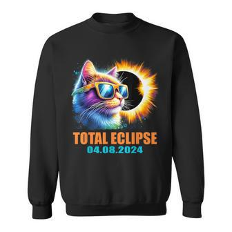Cat Total Solar Eclipse 2024 Totality Solar Eclipse Glasses Sweatshirt - Monsterry
