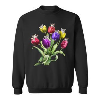 Cat Tulips Sweatshirt - Seseable
