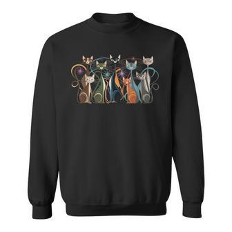 Cat Vintage Retro Mid-Century Modern Look Cats 50S 60S Style Sweatshirt - Monsterry