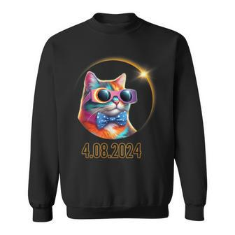 Cat Wearing Solar Eclipse Glasses Total Solar Eclipse 2024 Sweatshirt | Mazezy