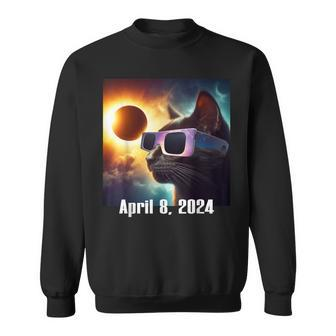 Cat Wearing Solar Glasses Eclipse Colorful Pop Culture Sweatshirt - Monsterry CA