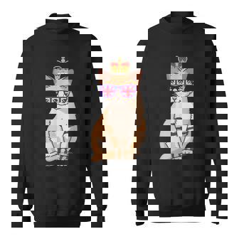 Cat Wearing Sunglasses And Crown England Uk Flag Sweatshirt - Thegiftio UK