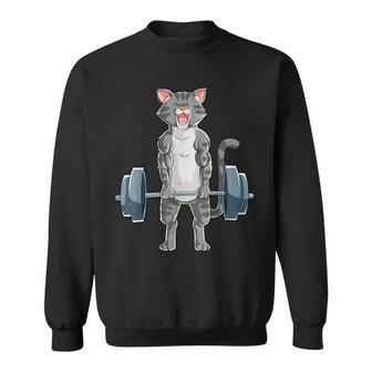 Cat Weightlifting Powerlifting Deadlift Fitness Gym Workout Sweatshirt - Monsterry