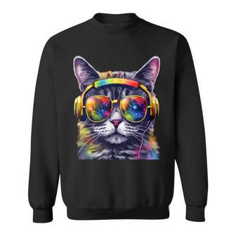 Cats And Music Sweet Cat Lover Music Lover Sweatshirt - Thegiftio UK