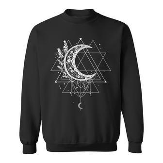 Celestial Occult Witchcraft Moon With Lavender Gothic Witch Sweatshirt - Monsterry DE