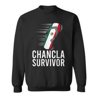 Chancla Survivor Mexico Mexican Flag Joke Idea Sweatshirt - Monsterry