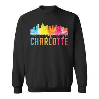 Charlotte North Carolina Watercolor Skyline Souvenir Sweatshirt - Monsterry DE