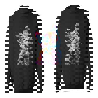 Chat Mignon Coloré – Adorable Félin Avec Cœur Mains Geste Sweater e - Cadeauxyz
