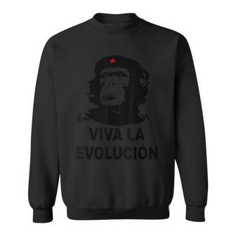 Che Guevara Monkey Revolution Viva La Evolucion Evolution Sweatshirt - Monsterry