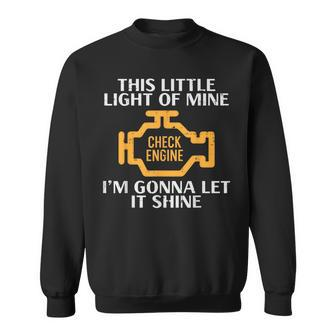 Check Engine Light Shine Car Auto Mechanic Garage Men Sweatshirt | Mazezy