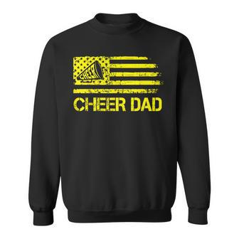 Cheer Dad Cheerleading Usa Flag Fathers Day Cheerleader Sweatshirt - Seseable