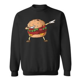 Cheeseburger Dab Pose Dabbing Dance National Burger Day Pun Sweatshirt - Monsterry