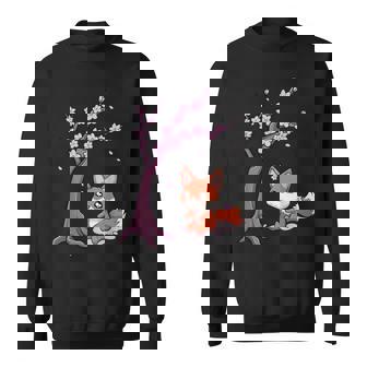 Cherry Blossom Tree & Flowers With Kawaii Chibi Fox Anime Sweatshirt - Thegiftio UK