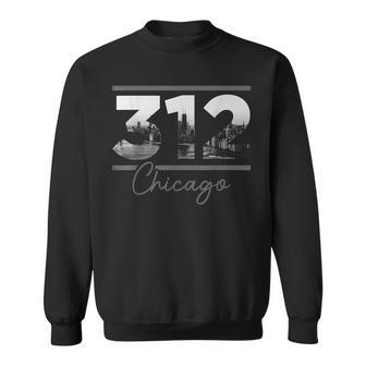 Chicago 312 Area Code Skyline Illinois Vintage Sweatshirt - Seseable