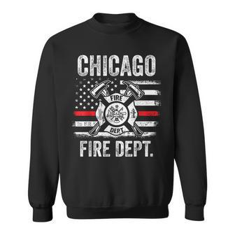 Chicago Illinois Fire Department Thin Red Line Fireman Sweatshirt - Seseable