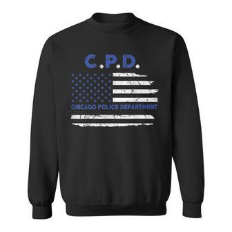 Chicago Police Officer American Flag Thin Blue Line Sweatshirt - Monsterry DE