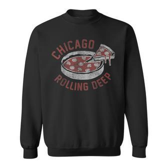 Chicago Rolling Deep Dish Pizza Vintage Graphic Sweatshirt - Monsterry