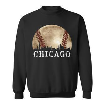 Chicago Skyline City Vintage Baseball Lover Sweatshirt - Seseable