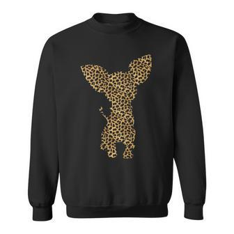 Chihuahua Leopard Print Dog Pup Animal Lover Women Gif Sweatshirt | Mazezy