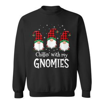 Chillin' With My Gnomies Buffalo Red Plaid Christmas Gnome Sweatshirt - Monsterry CA