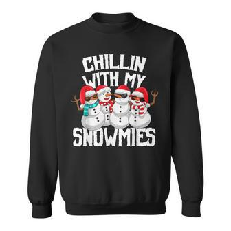 Chillin With My Snowmies Snowman Christmas Matching Pajama Sweatshirt - Seseable