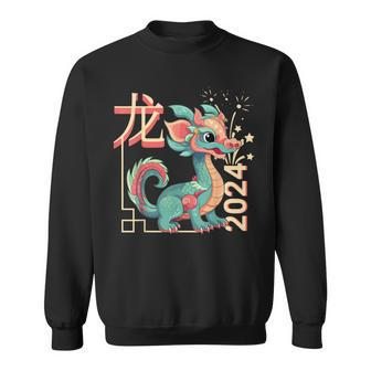 Chinese Dragon Lunar New Year 2024 Green Cute Anime Zodiac Sweatshirt - Thegiftio UK