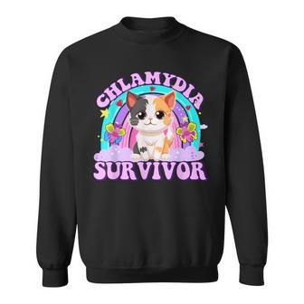 Chlamydia Survivor Cat Meme For Adult Humor Sweatshirt - Monsterry CA