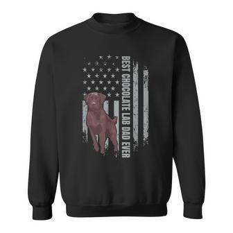 Chocolate Lab Dad American Flag Brown Labrador Retriever Sweatshirt - Monsterry DE