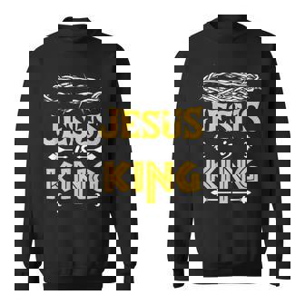 Christliches Sweatshirt Jesus is King mit Dornenkrone Design, Glaubensbekenntnis Tee - Seseable