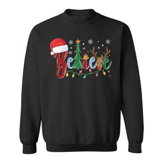 Christmas Believe Christmas Lights Santa Hat Xmas Tree Sweatshirt - Thegiftio UK