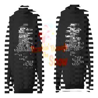 Christmas Biker Santa Motorcycle Thrashin' Through The Snow Sweatshirt - Monsterry