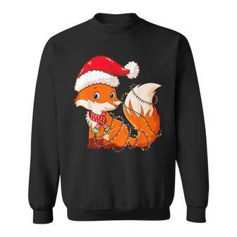 Christmas Lights Fox Wearing Xmas Hat Cute Fox Lover Sweatshirt - Monsterry