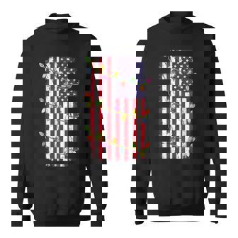 Christmas Lights Usa Flag Patriotic Veteran Christmas Sweatshirt - Monsterry