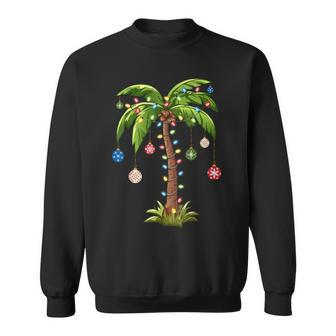 Christmas Palm Tree Light Hawaiian Tropical Xmas Sweatshirt - Seseable