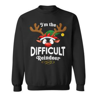 Christmas Pjs Difficult Xmas Reindeer Matching Sweatshirt - Thegiftio UK