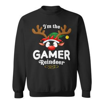 Christmas Pjs Gamer Xmas Reindeer Matching Sweatshirt - Thegiftio UK