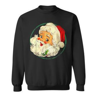 Christmas Santa Claus Face Old Fashioned Sweatshirt - Monsterry