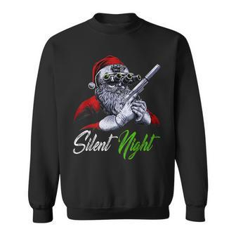 Christmas Santa Claus Guns Silent Night Santa Sweatshirt | Mazezy UK