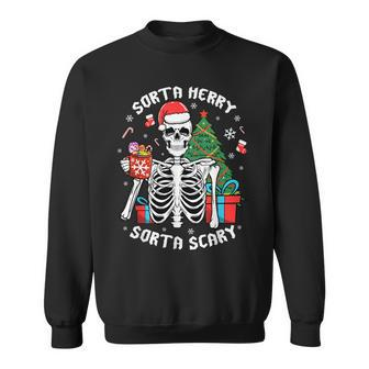 Christmas Skeleton Xmas Goth Spooky Sorta Merry Sorta Scary Sweatshirt - Monsterry CA