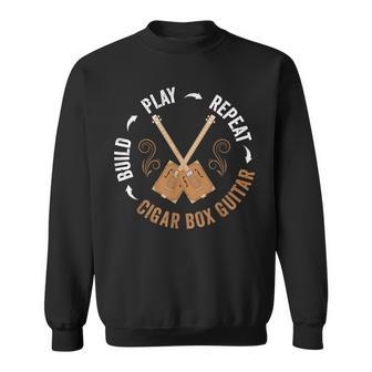 Cigar Box Guitar Enthusiast Sweatshirt Spielen, Trinken, Wiederholen für Musikfans - Seseable