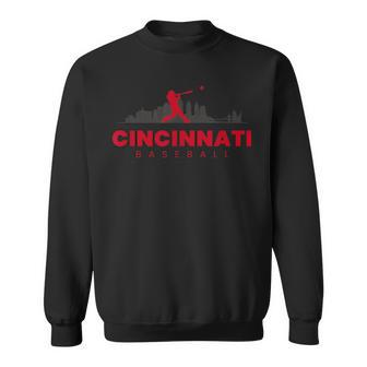 Cincinnati Baseball Minimalist City Skyline Baseball Lover Sweatshirt - Monsterry AU