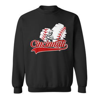 Cincinnati Cities Baseball Heart Baseball Fans Women Sweatshirt - Monsterry DE