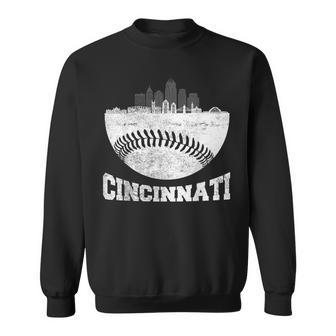 Cincinnati Skyline Retro Cincinnati Baseball Vintage Sweatshirt - Monsterry AU