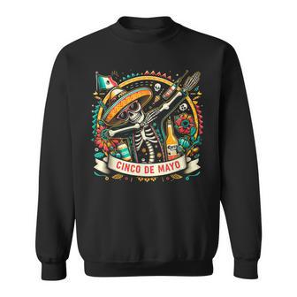 Cinco De Mayo Dabbing Skeleton Cinco De Mayo Sweatshirt - Seseable