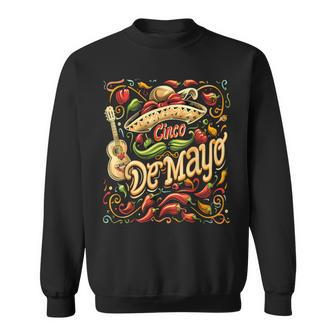 Cinco De Mayo Vintage Mexican Chilli Peppers Style Sweatshirt - Monsterry
