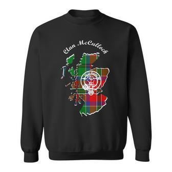 Clan Mcculloch Surname Last Name Scottish Tartan Map Crest Sweatshirt - Seseable