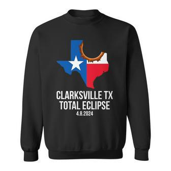 Clarksville Texas Total Eclipse 2024 State Outline Tx Flag Sweatshirt - Seseable