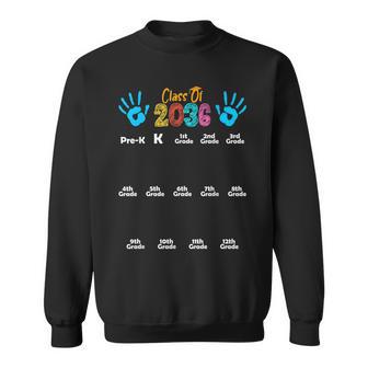 Class Of 2036 Kindergarten Graduation Grow With Me Handprint Sweatshirt - Monsterry UK