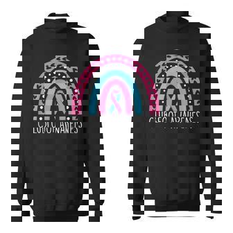 Clubfoot Awareness Month Pink & Blue Ribbon Clubfoot Fighter Sweatshirt - Seseable
